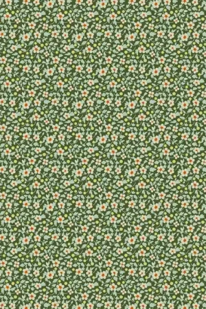 Pagamento Sicuro Tilda Brie Basics Pine, Tessuto verde con fiorellini verdi