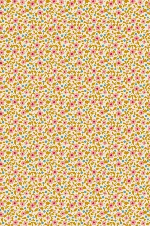 Economico Tilda Brie Basics Mustard, Tessuto giallo con fiorellini rosa