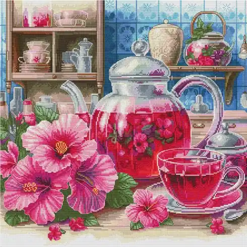 Prezzo Basso kit ricamo a punto croce - Tè all'ibisco - Nova Sloboda