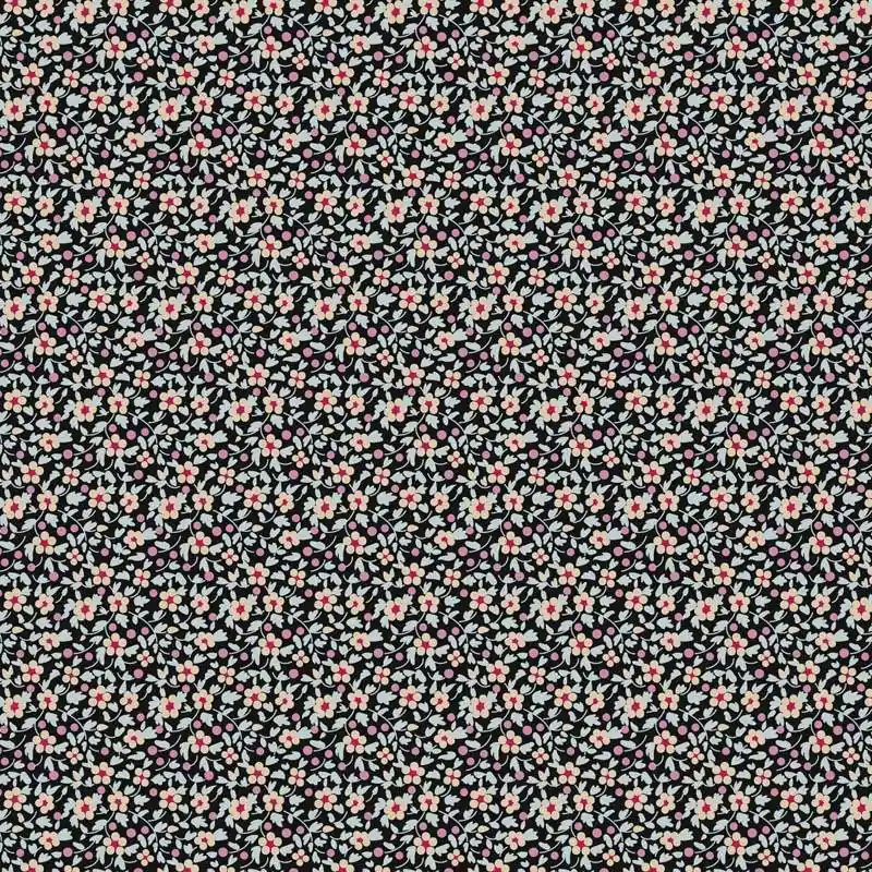 Tilda Brie Basics Charcoal, Tessuto grigio nero con fiorellini beige A Buon Prezzo