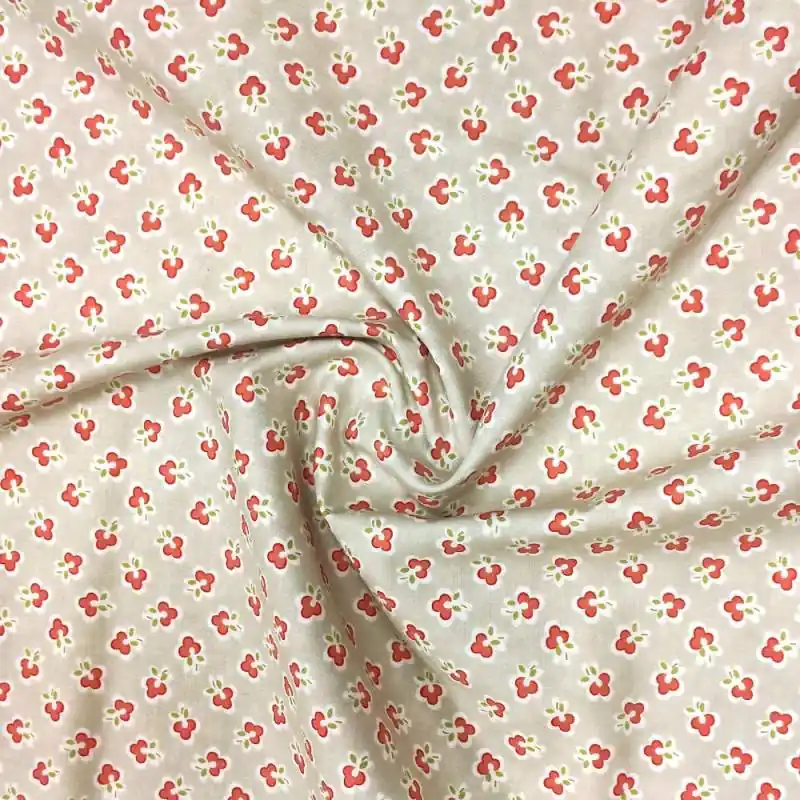 Offerta Speciale Tessuto grigio con ciliegie stilizzate - Vintage Modern, Moda Fabrics