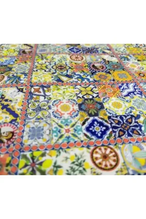 50 Cm Tessuto Microfibra Stampato Maioliche H 150 Quantità Limitata