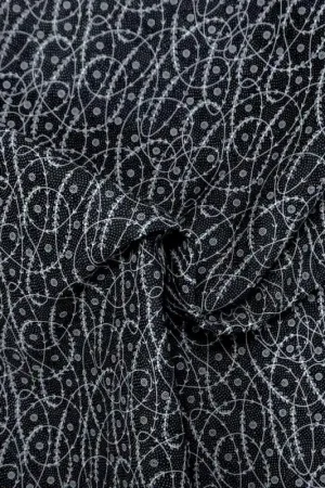 Tessuto americano nero con swirl e micropois grigi - Compose David Textiles Sconto
