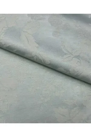 50 Cm Tessuto Fiandra Puro Cotone Tovagliato Fiori Celeste H 180 Più Venduto