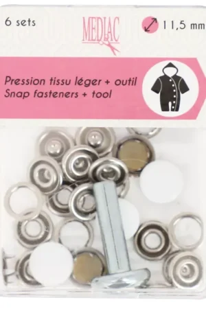 Boutons pressions et outil de pose 11.5 mm - Blanc x6 Must-Have