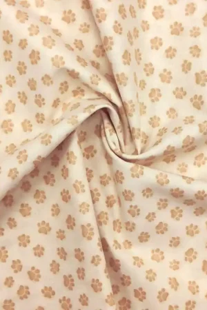 Prezzo Basso Tessuto crema con piccole orme di gatto - Henry Glass, Cat's Meow