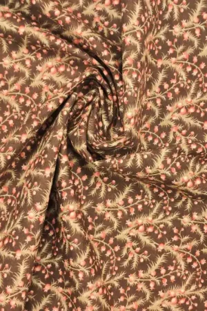 Tessuto marrone con rametti con bacche rosse invernali - Moda Fabrics, Grace Ultimissimo Modello