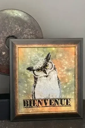 Foglio di punto croce - Benvenuto gufo - Isabelle Haccourt Vautier Affare