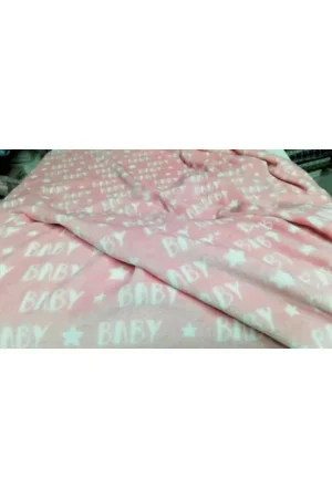 50 Cm Tessuto Pile Morbidone Antipilling Rosa Stella Scritta Baby Alto 150 Cm Non Perdere