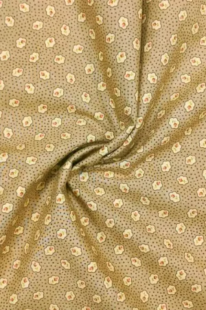 Tessuto nocciola con pois e piccole rose - Moda Fabrics Rambling Rose Soddisfatti O Rimborsati