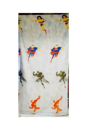 Tessuto Tenda Velo Super Eroi Base Panna e Celeste Alta 280 Cm Occasione