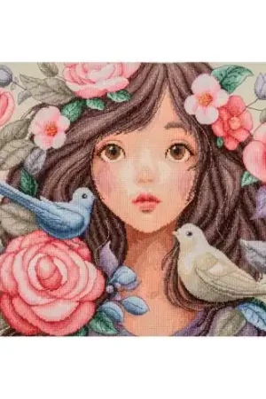 Ultima Occasione kit ricamo a punto croce - Si è tuffata nelle rose - Lanarte