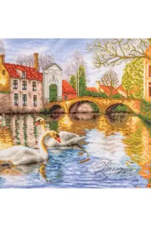 kit ricamo a punto croce - I cigni di Bruges - Lanarte Professionale