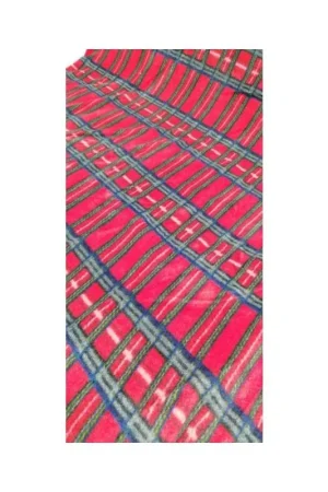 50 Cm Tessuto Pile Scozzese Fondo Rosso Tartan Alto 150 Cm Nuovo Arrivo