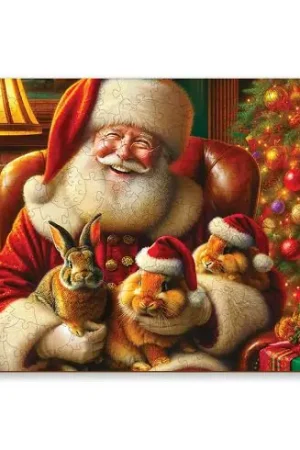 Compra Oggi Stesso puzzle in legno - Babbo Natale e i suoi conigli - 150 pezzi - Wooden City