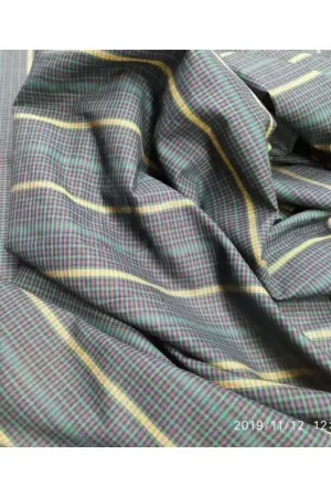 Tessuto Scozzese in Cotone Con Riga Senape e Verde Alto 150 Cm Bestseller