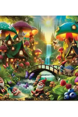 puzzle in legno - Paese dei funghi - 1010 pezzi - Wooden City Occasione