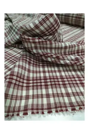 Tessuto Scozzese Creponne Viscosa Semielastico Panna e Bordeaux Alto 145 Cm Bestseller