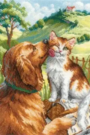 kit ricamo a punto croce - Gatti e cani di piccola taglia - Riolis Ultimissimo Modello