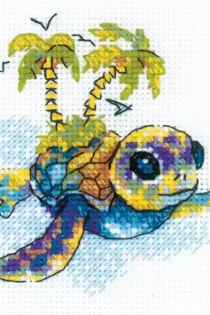 kit ricamo a punto croce - Piccola tartaruga - Riolis Spedito Oggi