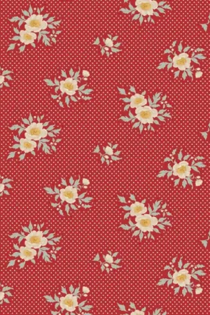 Compra Oggi Stesso Tilda Merry Little Christmas, Joy Red, tessuto con fiori e pois su fondo rosso