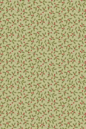 Prezzo Conveniente Tilda Merry Little Christmas, Mistletoe Pistachio, tessuto con vischio verde su fondo verde pistacchio
