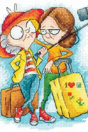 Sconto kit ricamo a punto croce - Nonne viaggiatrici - Andriana