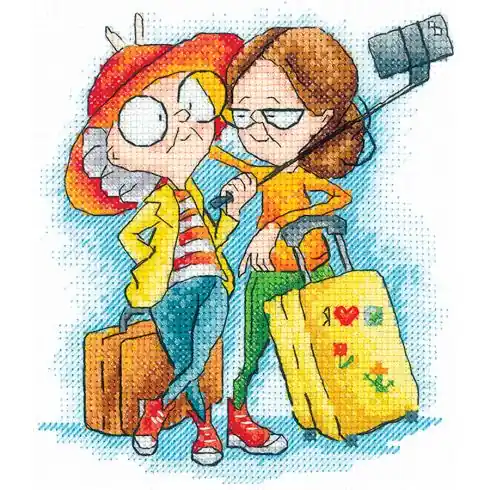 Sconto kit ricamo a punto croce - Nonne viaggiatrici - Andriana