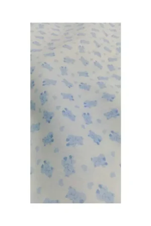 50 cm Tessuto a metro cotone stampato orsetti celeste fondo bianco alto 150 cm Ultima Occasione
