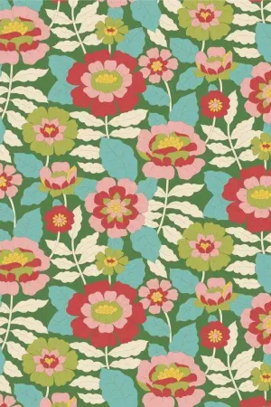 Ultime Pezzi Tilda Wallflower Beverly Green, Tessuto Verde Campo di fiori