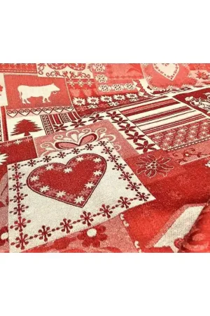 50 cm Tessuto natale damasco in raso di cotone tinto in filo fondo rosso scuro con case patchwork e soggetti vari alto 290 cm Miglior Prezzo