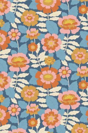 Tilda Wallflower Beverly Blue, Tessuto Blu Campo di fiori Di Tendenza