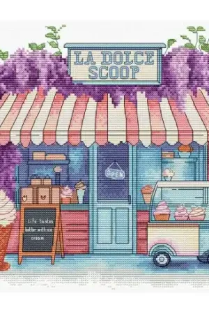 Offerta kit ricamo a punto croce - Gelateria - Luca-S