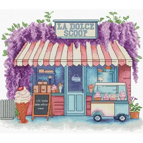 Offerta kit ricamo a punto croce - Gelateria - Luca-S