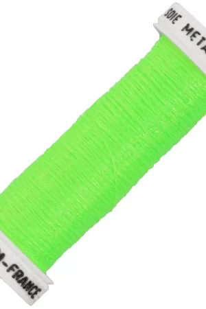 Fil à broder métallisé tressé 4 - Au ver à soie pour broderie Vert fluo 459F x10m Promo Stagionale