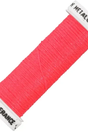 Popolare Fil à broder métallisé tressé 4 - Au ver à soie - Rose corail fluo (466F) x10m