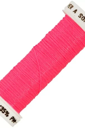 Spedizione Gratuita Fil à broder métallisé tressé 4 - Au ver à soie pour broderie Rose fluo 452F x10m