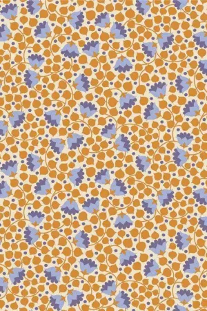 Pagamento Sicuro Tilda Wallflower Bellflower Mustard, Tessuto Giallo Mostarda Campanule