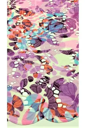 Ultima Occasione Tessuto pizzo sangallo ricamato stampato puro cotone alto 145 centimetri fiori e farfalle