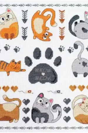 Offerta Limitata kit ricamo a punto croce - Meow-meow - Abris Art