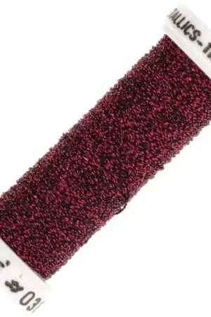 Fil à broder métallisé tressé 4 Au ver à soie - Rouge Noir (038) x10m Offerta Limitata