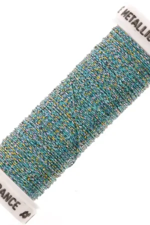 Fil à broder métallisé tressé 4 Au ver à soie - Turquoise Doré (044) x10m Offerta Lampo