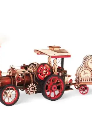 Puzzle meccanico in legno 3D - Veicolo a vapore - ROKR Consegna Rapida