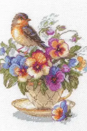 kit ricamo a punto croce - Tè fiorito - Aine Prezzo Di Fabbrica