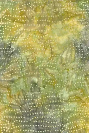 Più Venduto Artisan Batiks: Patterns in Nature, Olive, tessuto batik verde oliva con pois crema - Robert Kaufman