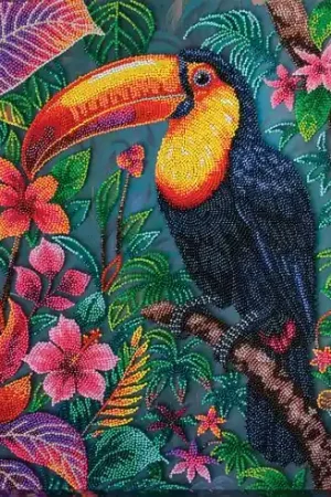 Super Prezzo Kit di ricamo con perline - uccello, uccello esotico, ara, pappagallo, pappagallo femmina, - Abris Art