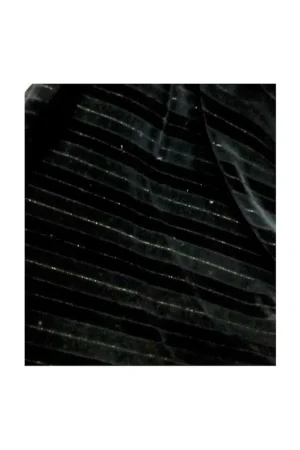 Tessuto Velluto Nero Rigato Orizzontale Filo Oro Lurex Alto 150 Cm Non Perdere