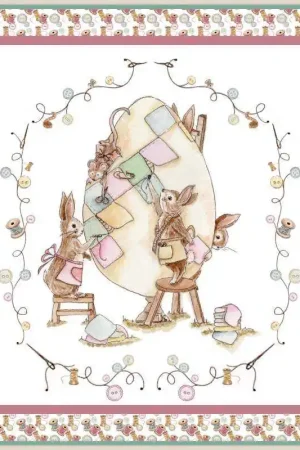 Solo Oggi Easter Patchwork, Pannello Coniglietti indaffarati 50 x 50 cm