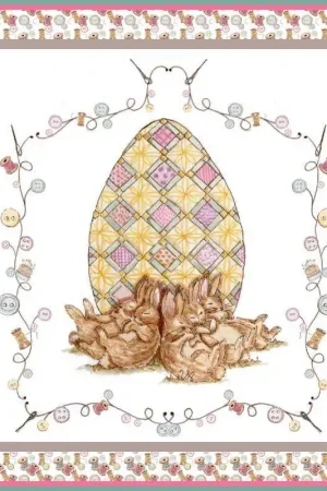 Soddisfatti O Rimborsati Easter Patchwork, Pannello Coniglietti dormiglioni 50 x 50 cm