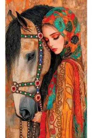 Più Venduto Kit di ricamo con perline - La ragazza e il cavallo - Nova Sloboda